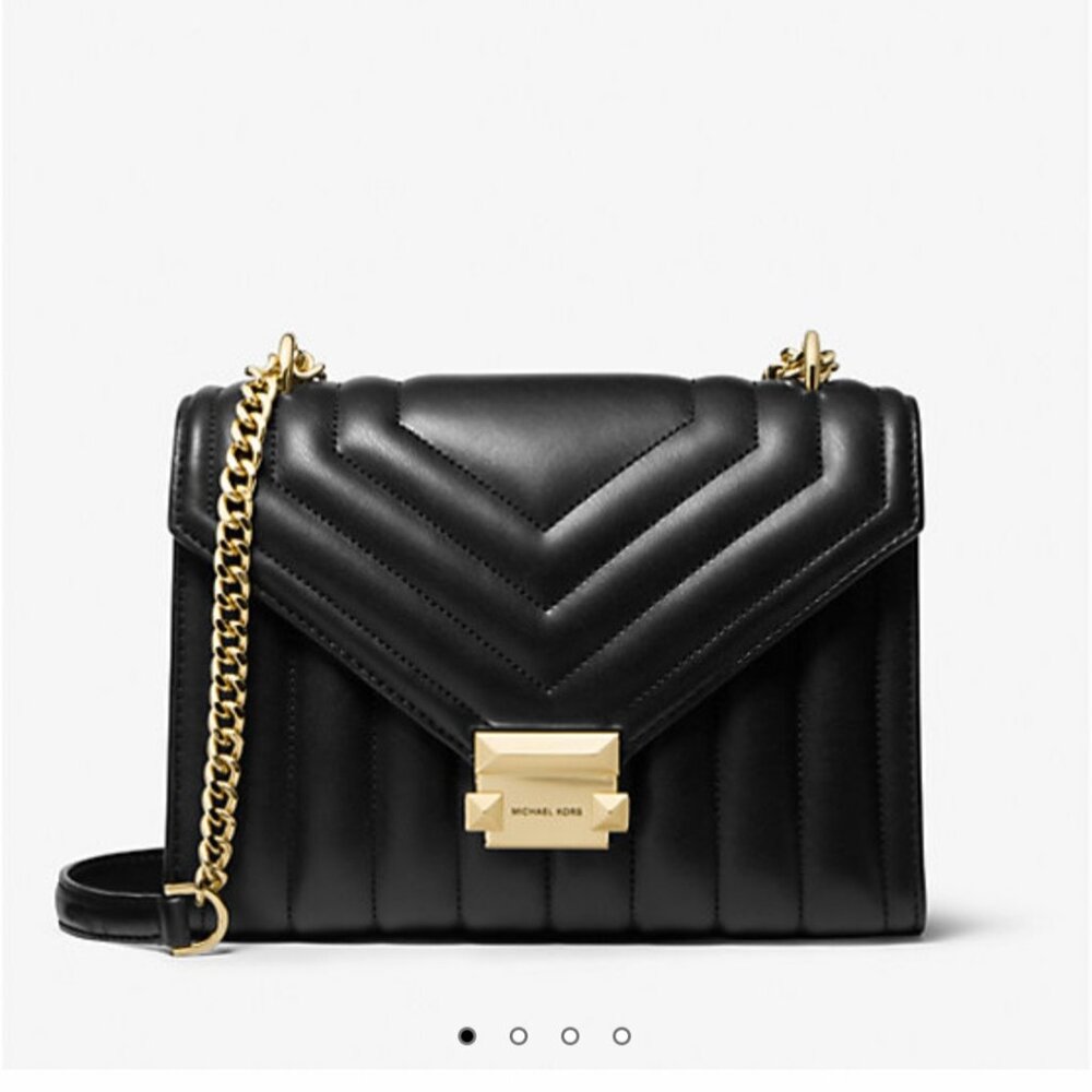 NWT Michael Kors Whitney Medium Quilted Shoulder Bag Black